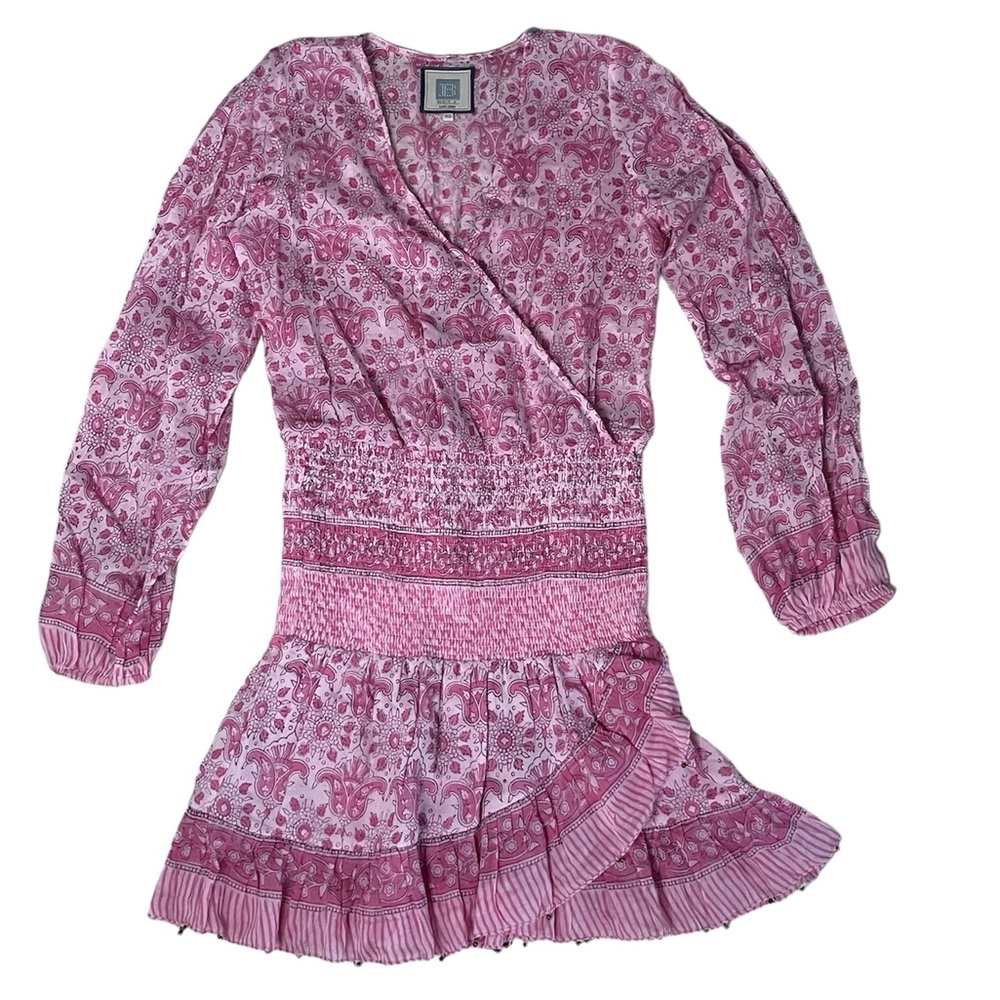 Bell smocked waist printed dress